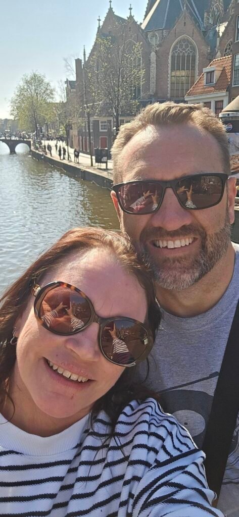 Amsterdam - C&R standing on a bridge